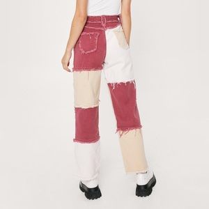 Nasty Gal Pastel Patchwork High-Waisted Jeans